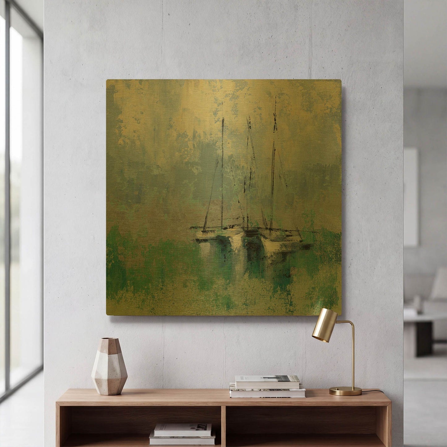 'Boats in the Harbor II' By Silvia Vassileva Gold Metal Wall Art