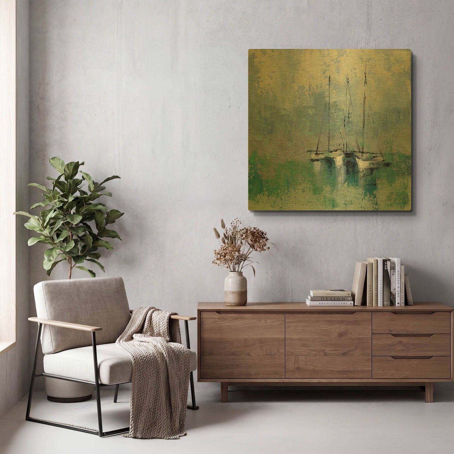 'Boats in the Harbor II' By Silvia Vassileva Gold Metal Wall Art