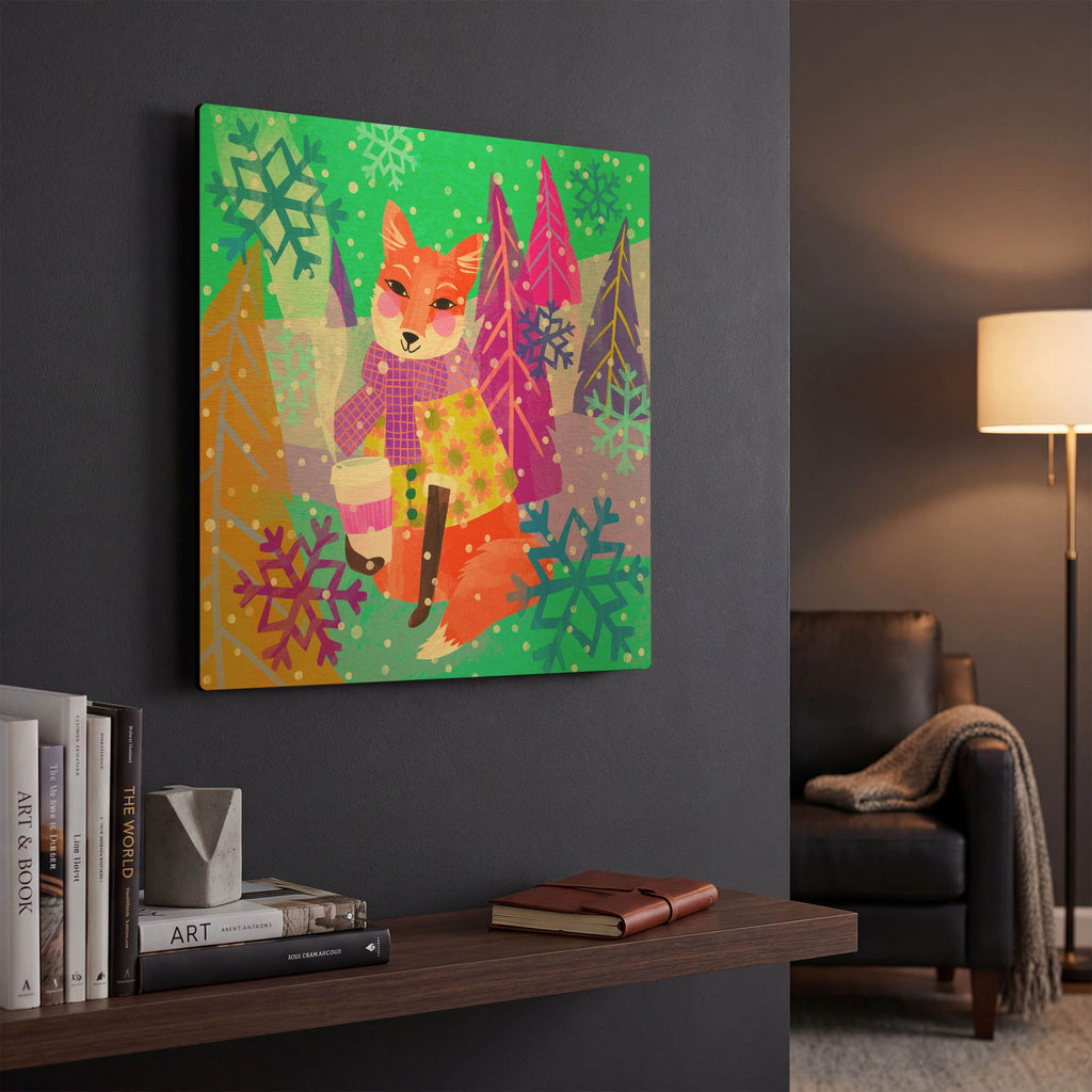 'Fox On The Go' By Michal Loren Art Gold Metal Wall Art