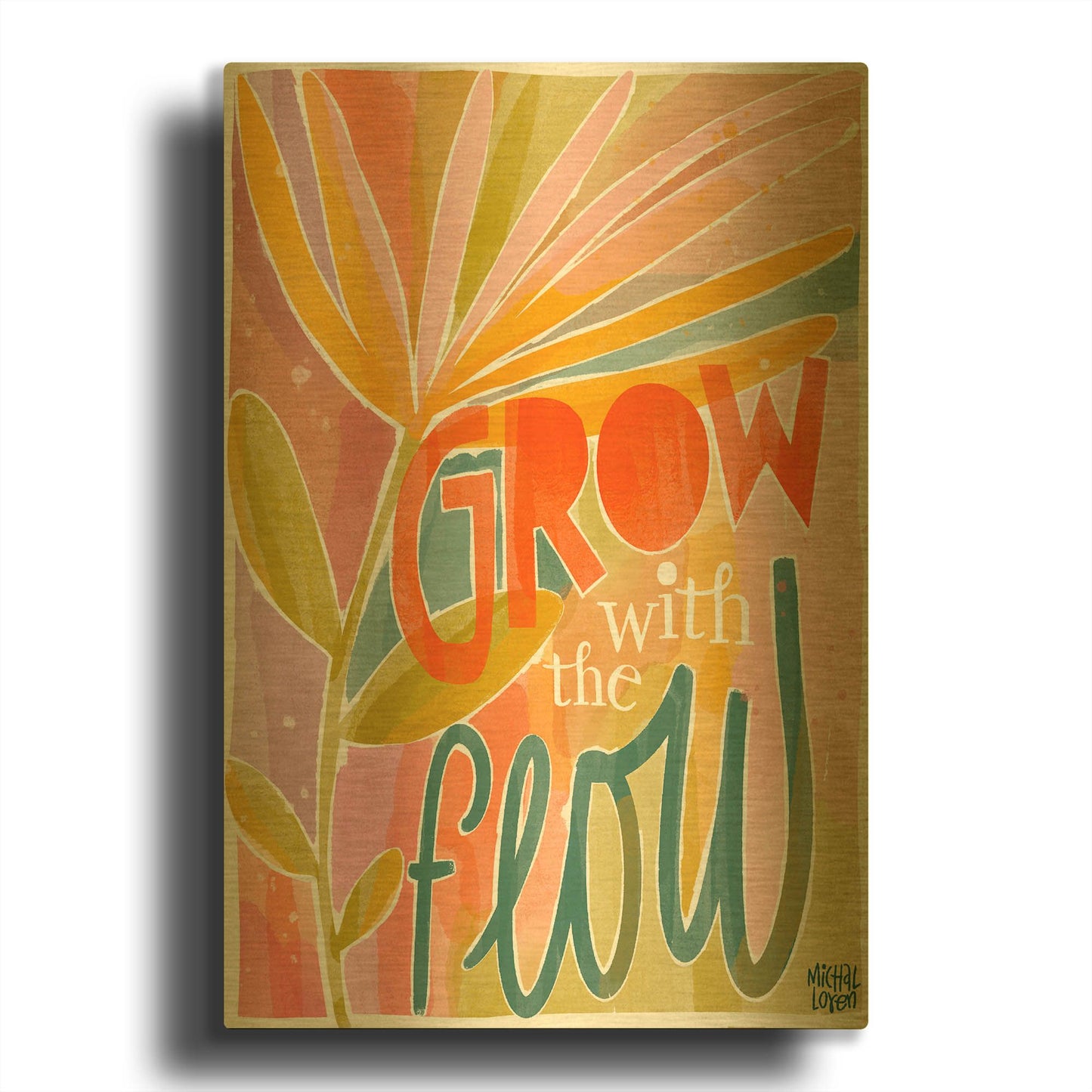 'Grow With The Flow' By Michal Loren Art Gold Metal Wall Art
