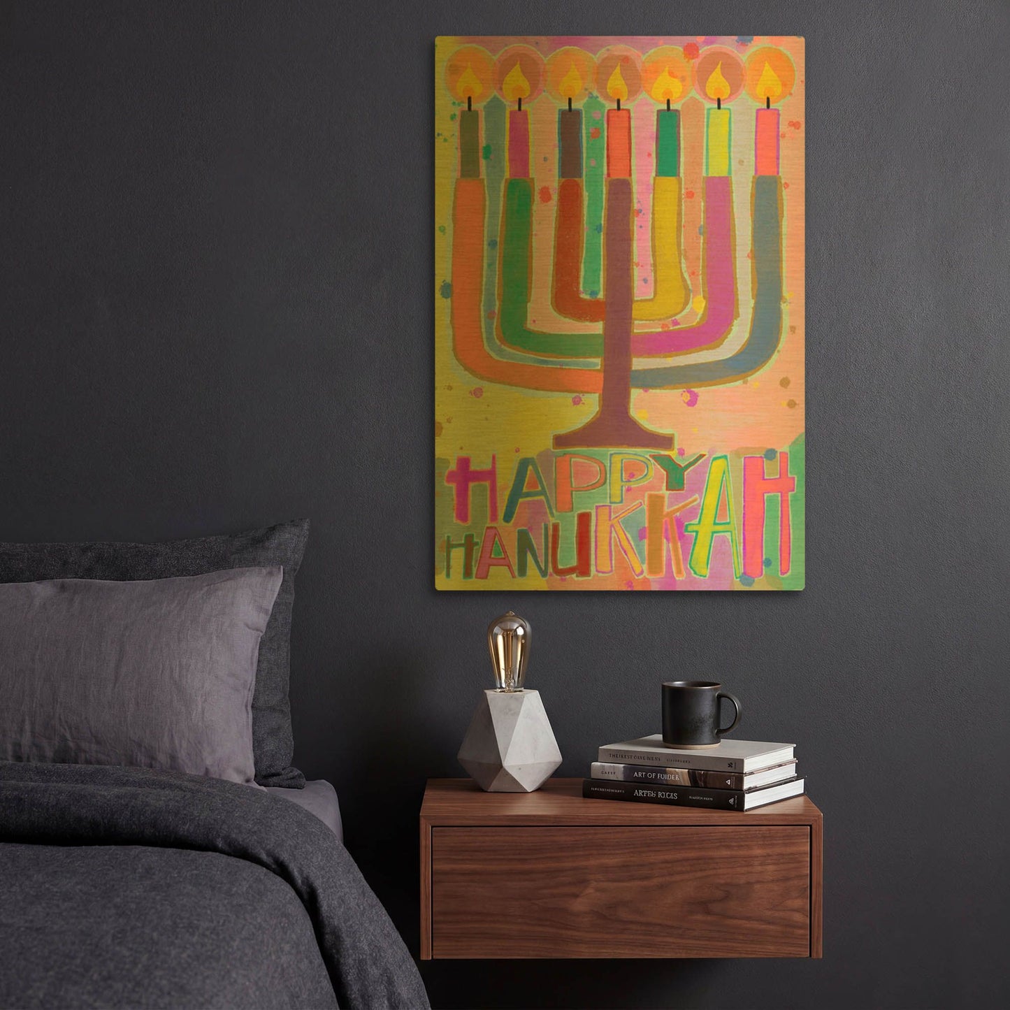 'Happy Hanukkah' By Michal Loren Art Gold Metal Wall Art