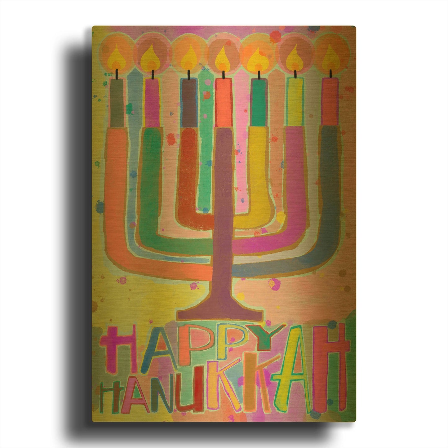 'Happy Hanukkah' By Michal Loren Art Gold Metal Wall Art