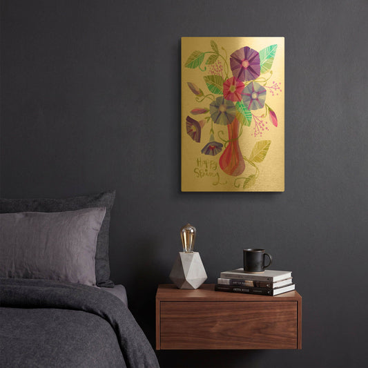 'Happy Spring' By Michal Loren Art Gold Metal Wall Art