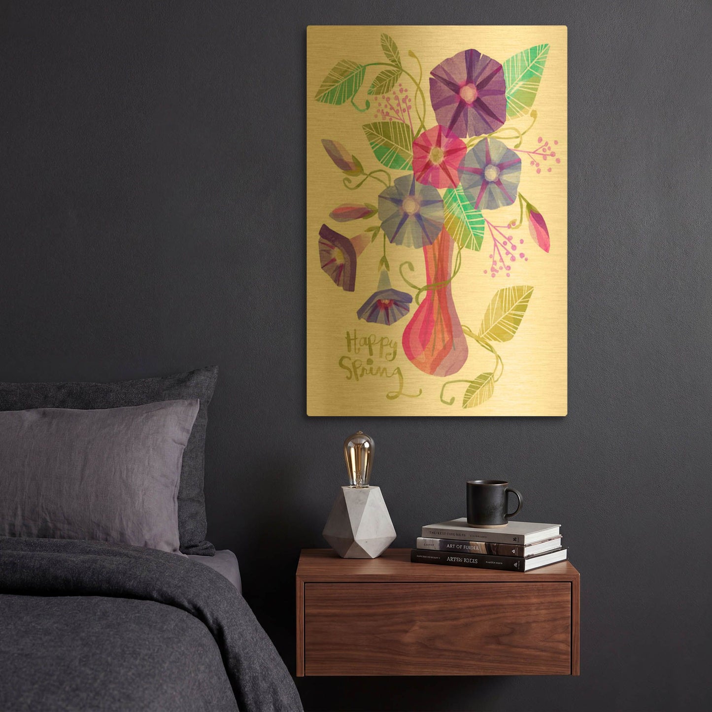 'Happy Spring' By Michal Loren Art Gold Metal Wall Art