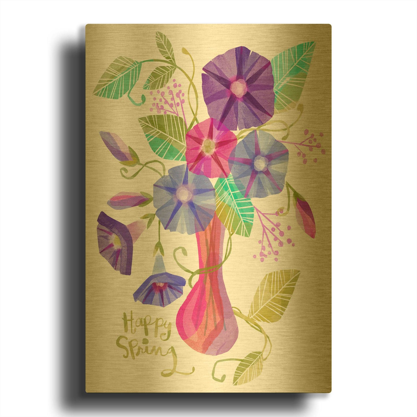 'Happy Spring' By Michal Loren Art Gold Metal Wall Art