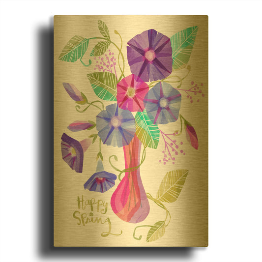 'Happy Spring' By Michal Loren Art Gold Metal Wall Art