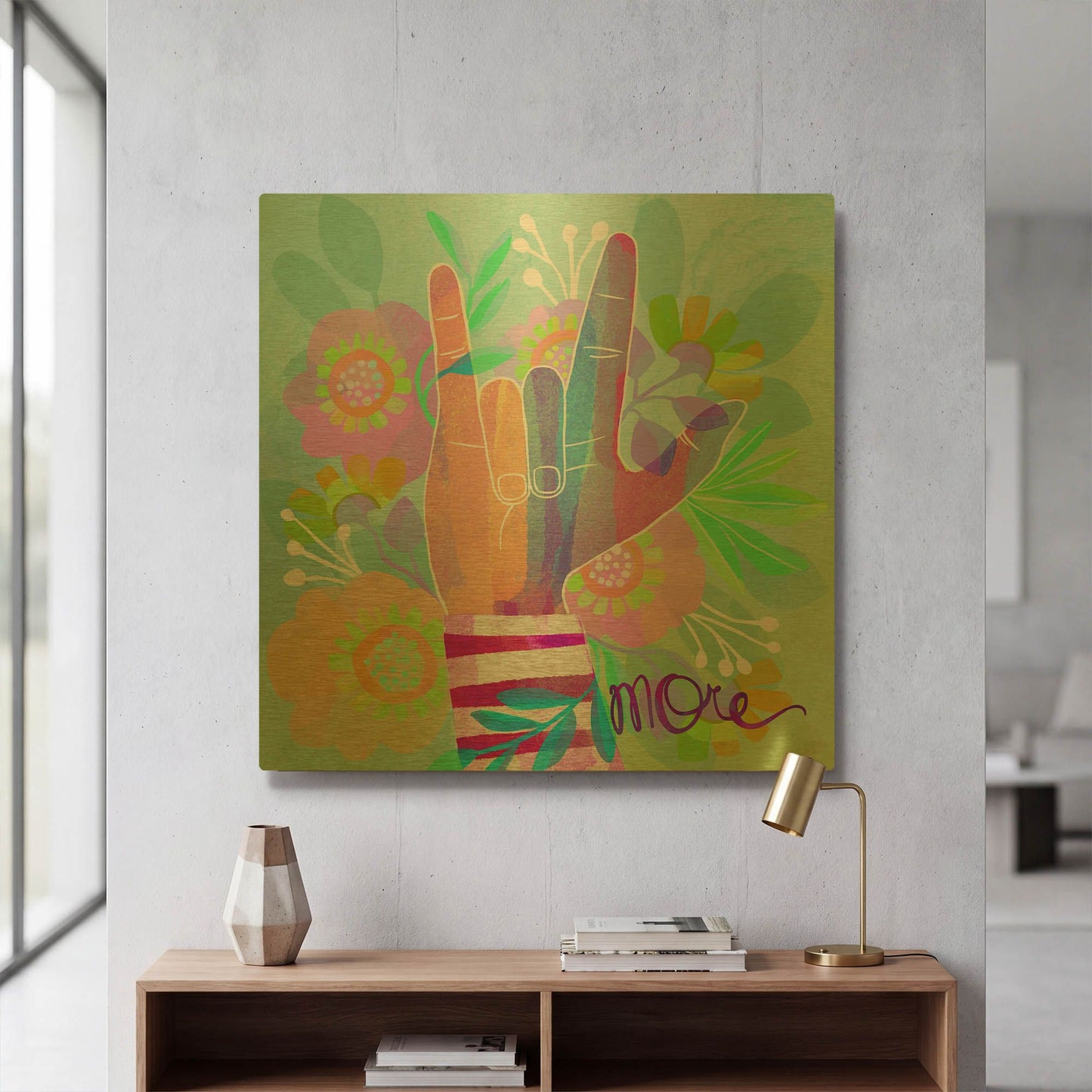 'I Love You More' By Michal Loren Art Gold Metal Wall Art