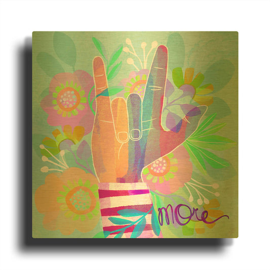 'I Love You More' By Michal Loren Art Gold Metal Wall Art