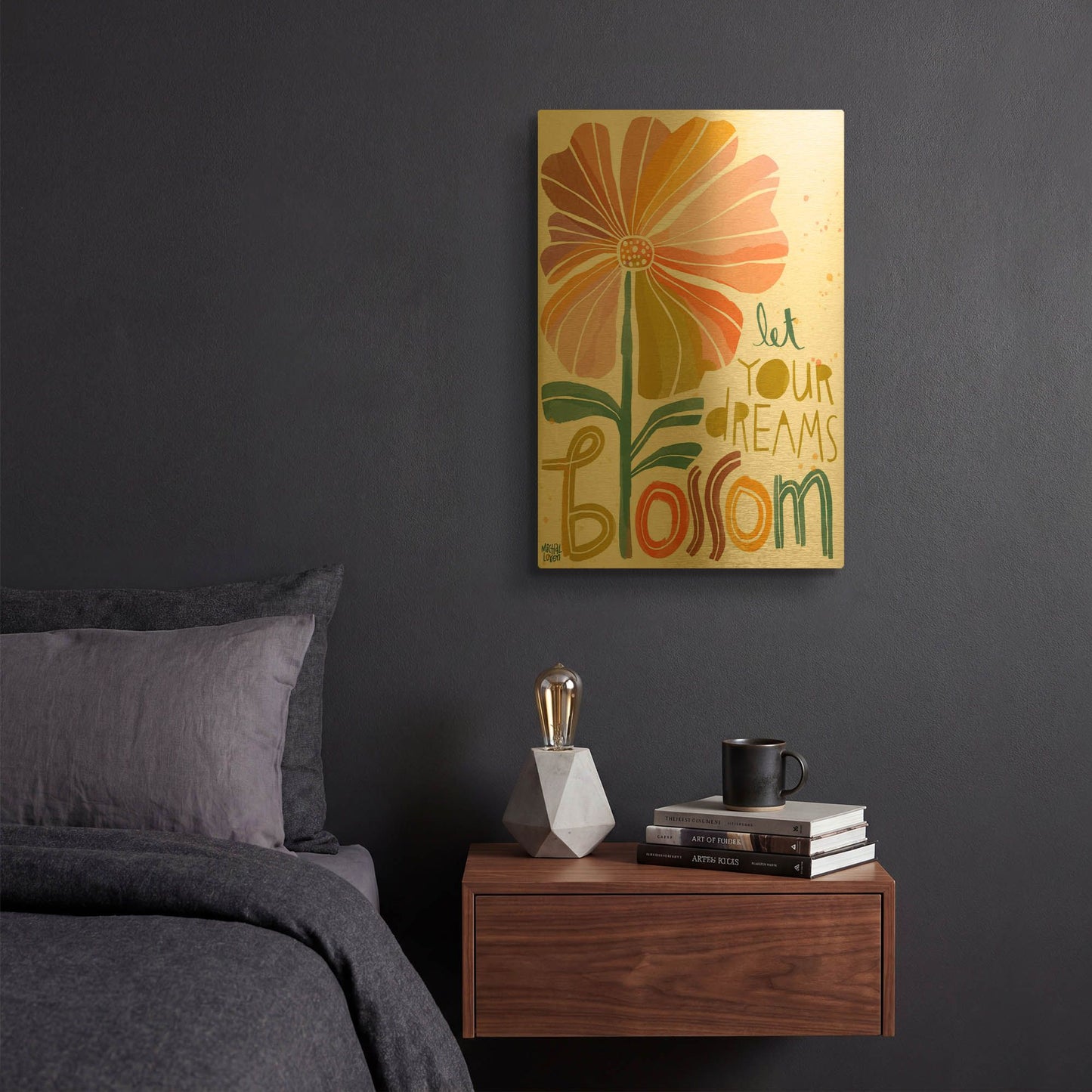 'Let Your Dreams Blossom' By Michal Loren Art Gold Metal Wall Art
