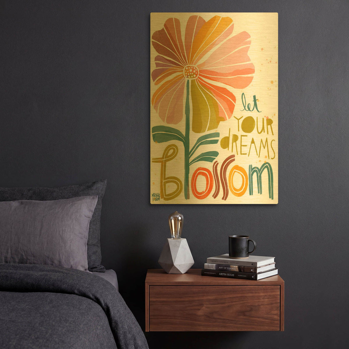 'Let Your Dreams Blossom' By Michal Loren Art Gold Metal Wall Art