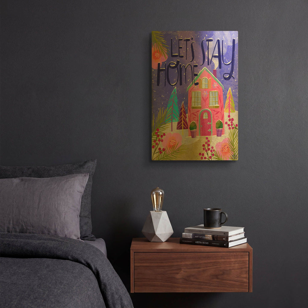 'Let's Stay Home' By Michal Loren Art Gold Metal Wall Art