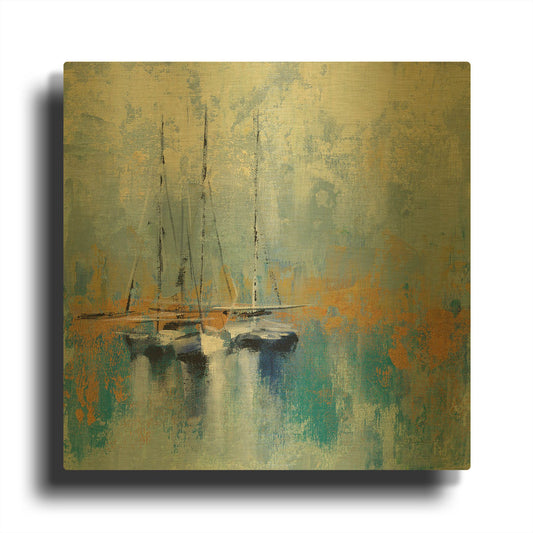 'Boats in the Harbor III' By Silvia Vassileva Gold Metal Wall Art