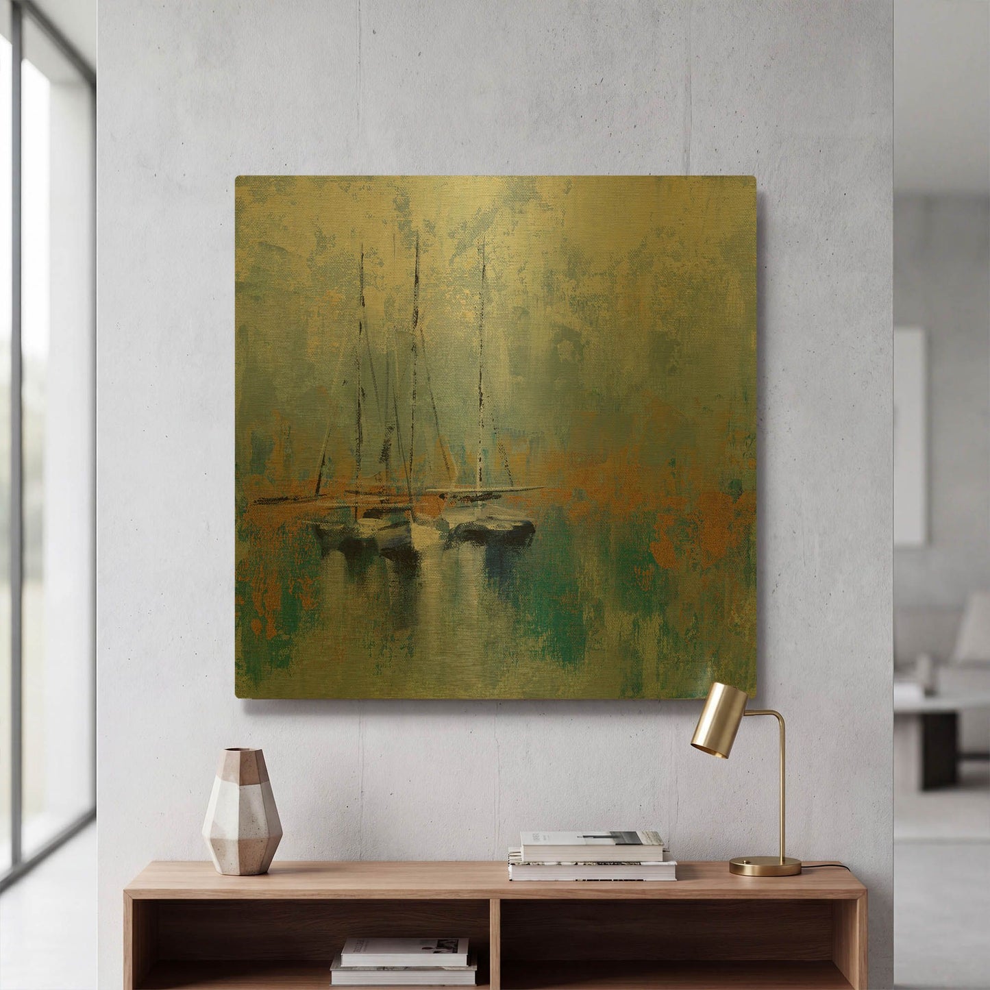 'Boats in the Harbor III' By Silvia Vassileva Gold Metal Wall Art