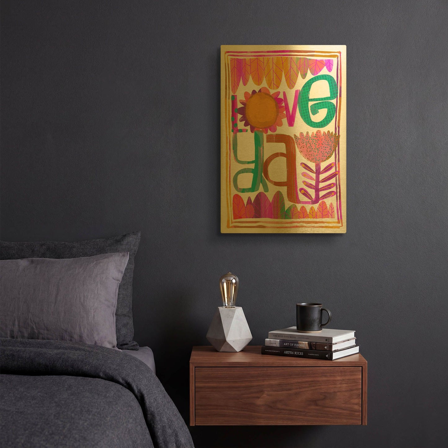 'Love Ya' By Michal Loren Art Gold Metal Wall Art