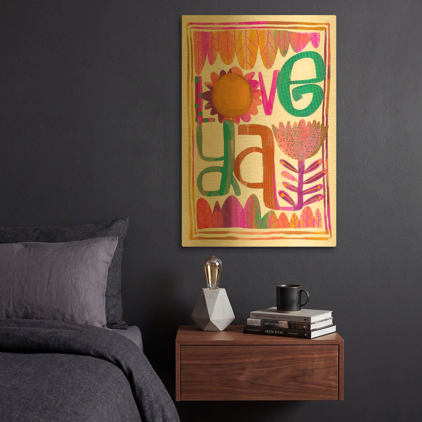 'Love Ya' By Michal Loren Art Gold Metal Wall Art