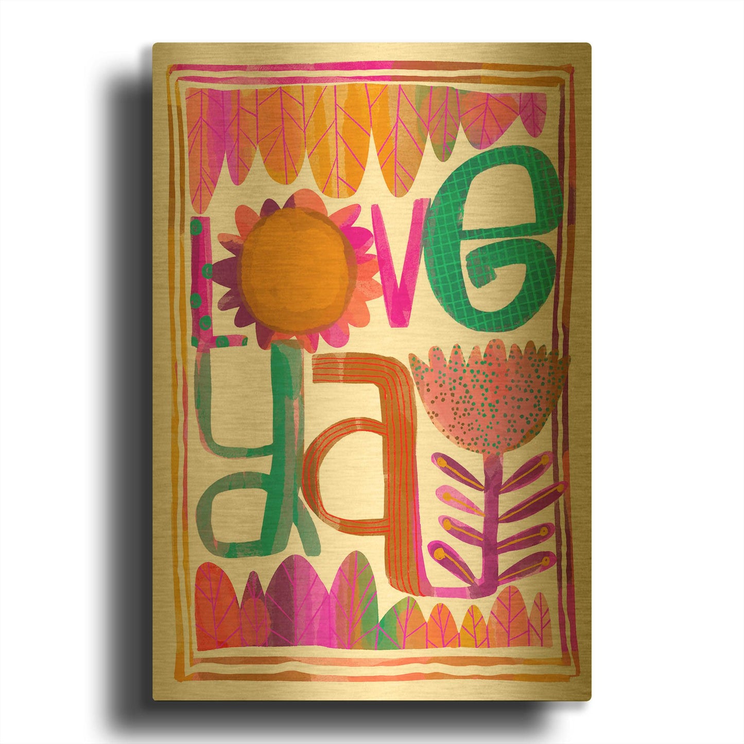 'Love Ya' By Michal Loren Art Gold Metal Wall Art