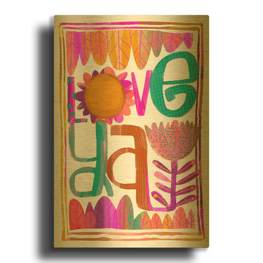'Love Ya' By Michal Loren Art Gold Metal Wall Art
