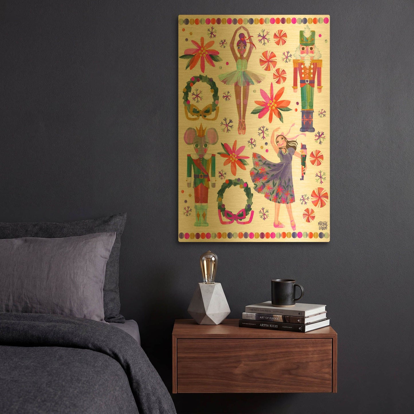 'Nutcracker Christmas Icons' By Michal Loren Art Gold Metal Wall Art