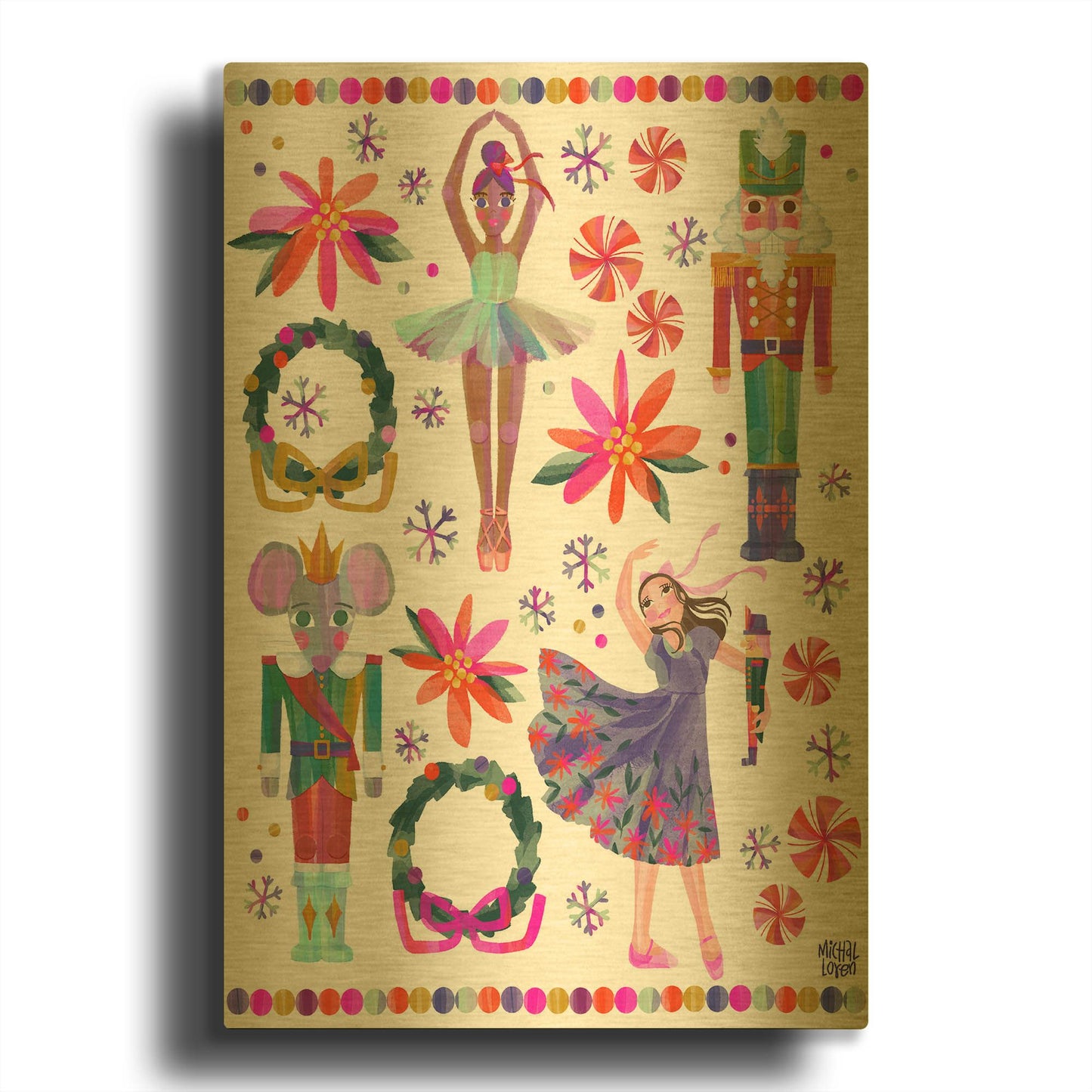'Nutcracker Christmas Icons' By Michal Loren Art Gold Metal Wall Art
