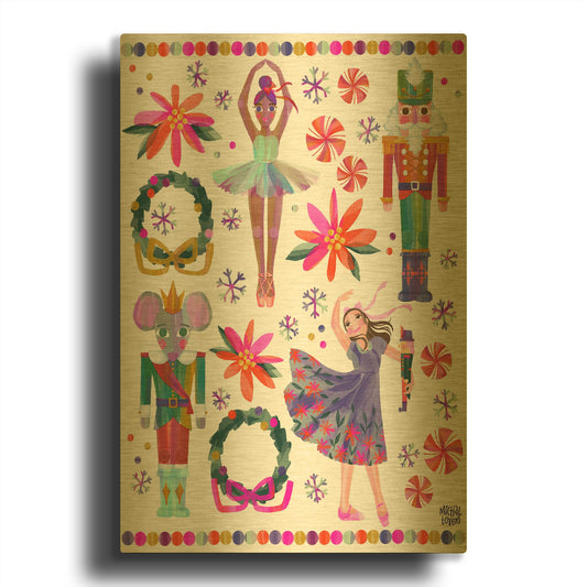 'Nutcracker Christmas Icons' By Michal Loren Art Gold Metal Wall Art