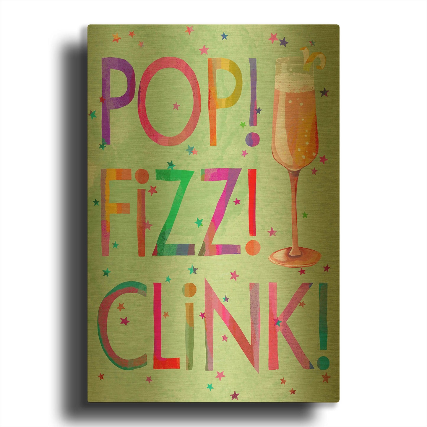 'Pop Fizz Clink' By Michal Loren Art Gold Metal Wall Art