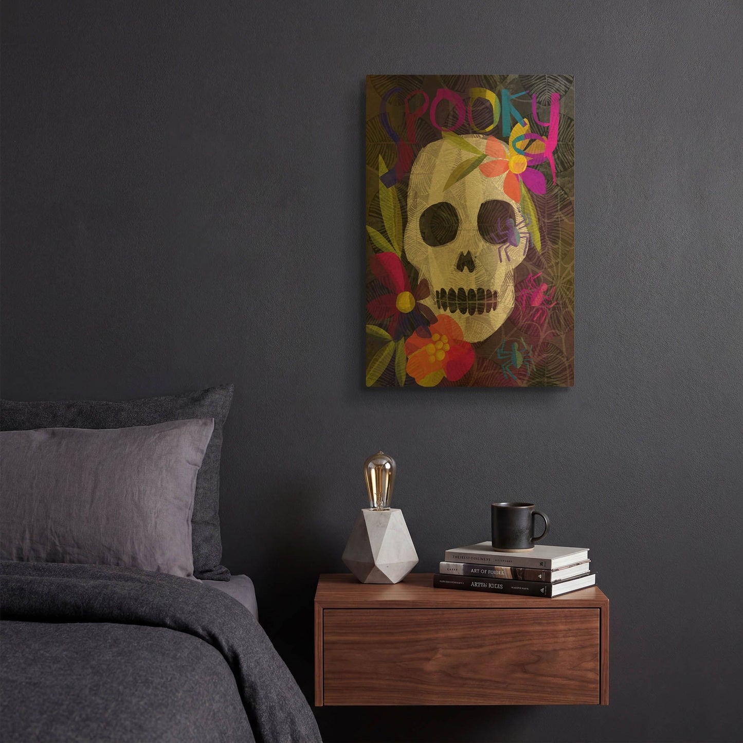 'Spooky Skull' By Michal Loren Art Gold Metal Wall Art