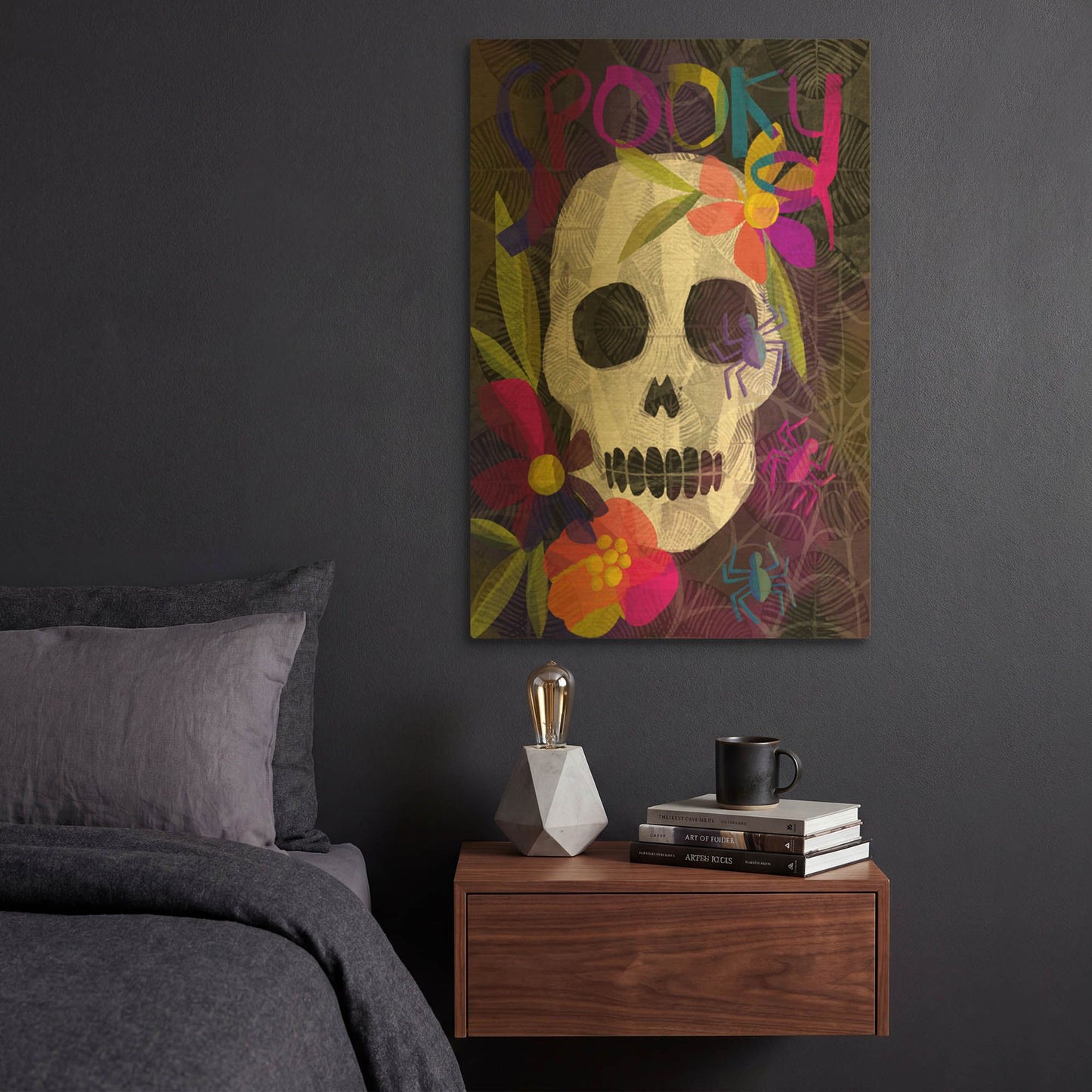 'Spooky Skull' By Michal Loren Art Gold Metal Wall Art