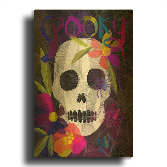 'Spooky Skull' By Michal Loren Art Gold Metal Wall Art