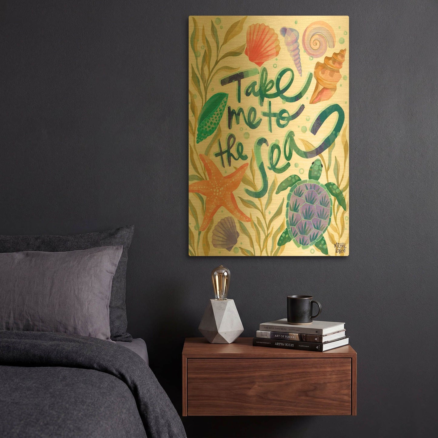 'Take Me To The Sea' By Michal Loren Art Gold Metal Wall Art