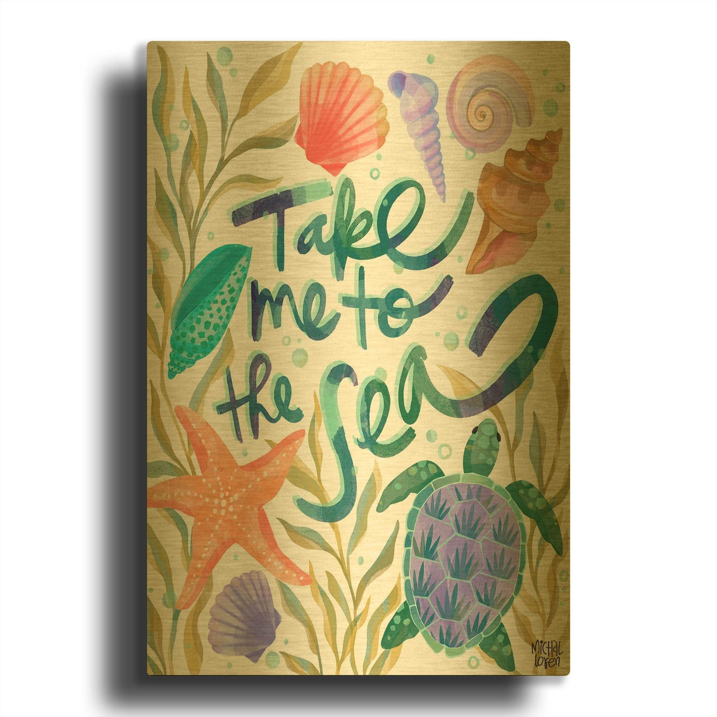 'Take Me To The Sea' By Michal Loren Art Gold Metal Wall Art