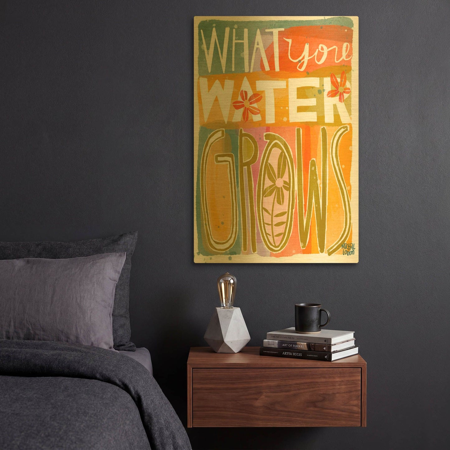 'What You Water Grows' By Michal Loren Art Gold Metal Wall Art
