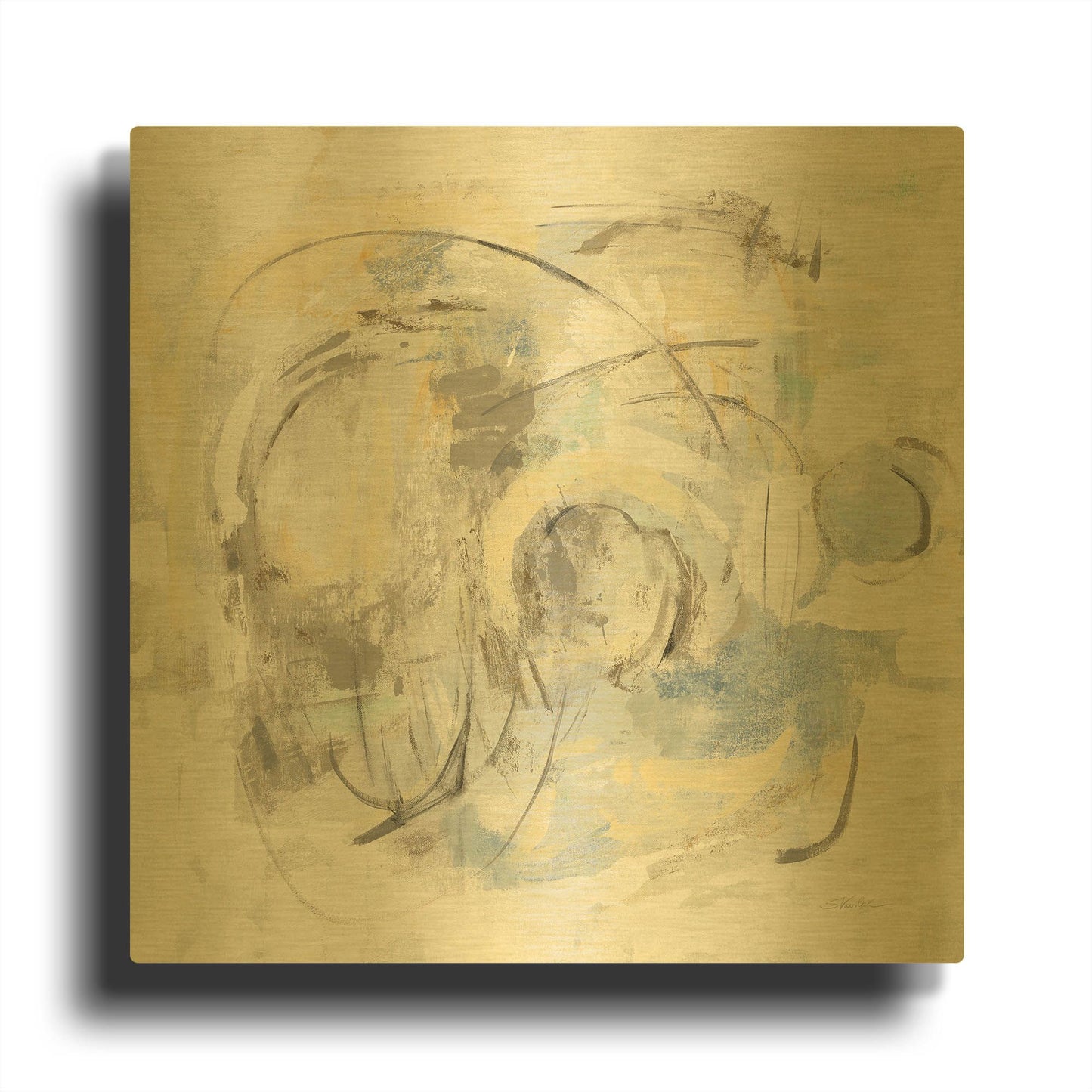 'Signature' By Silvia Vassileva Gold Metal Wall Art