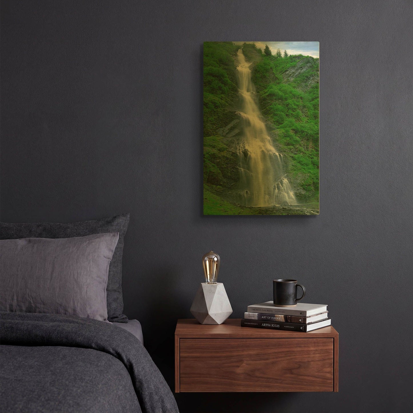'Bridle Vail Falls Alaska 612' By Mike Jones Gold Metal Wall Art