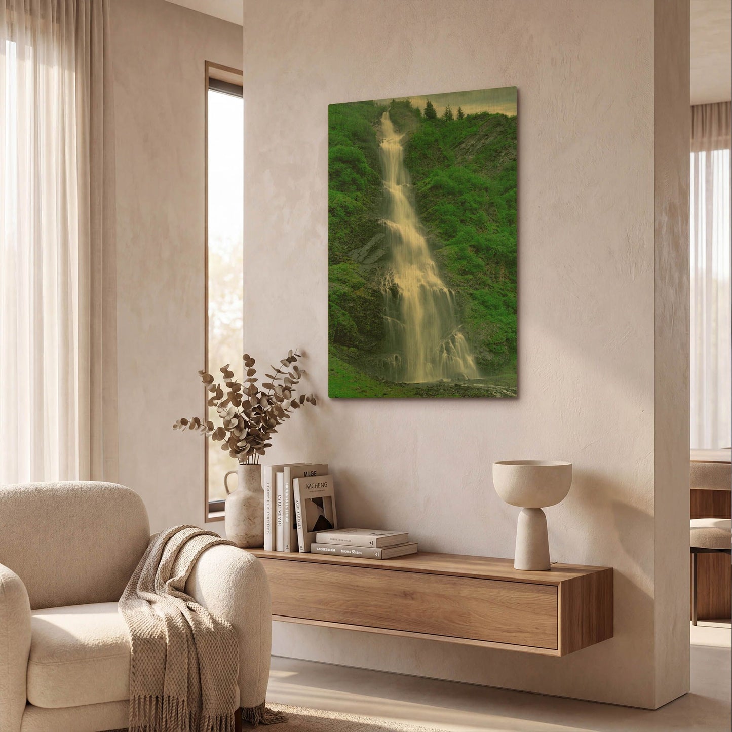 'Bridle Vail Falls Alaska 612' By Mike Jones Gold Metal Wall Art