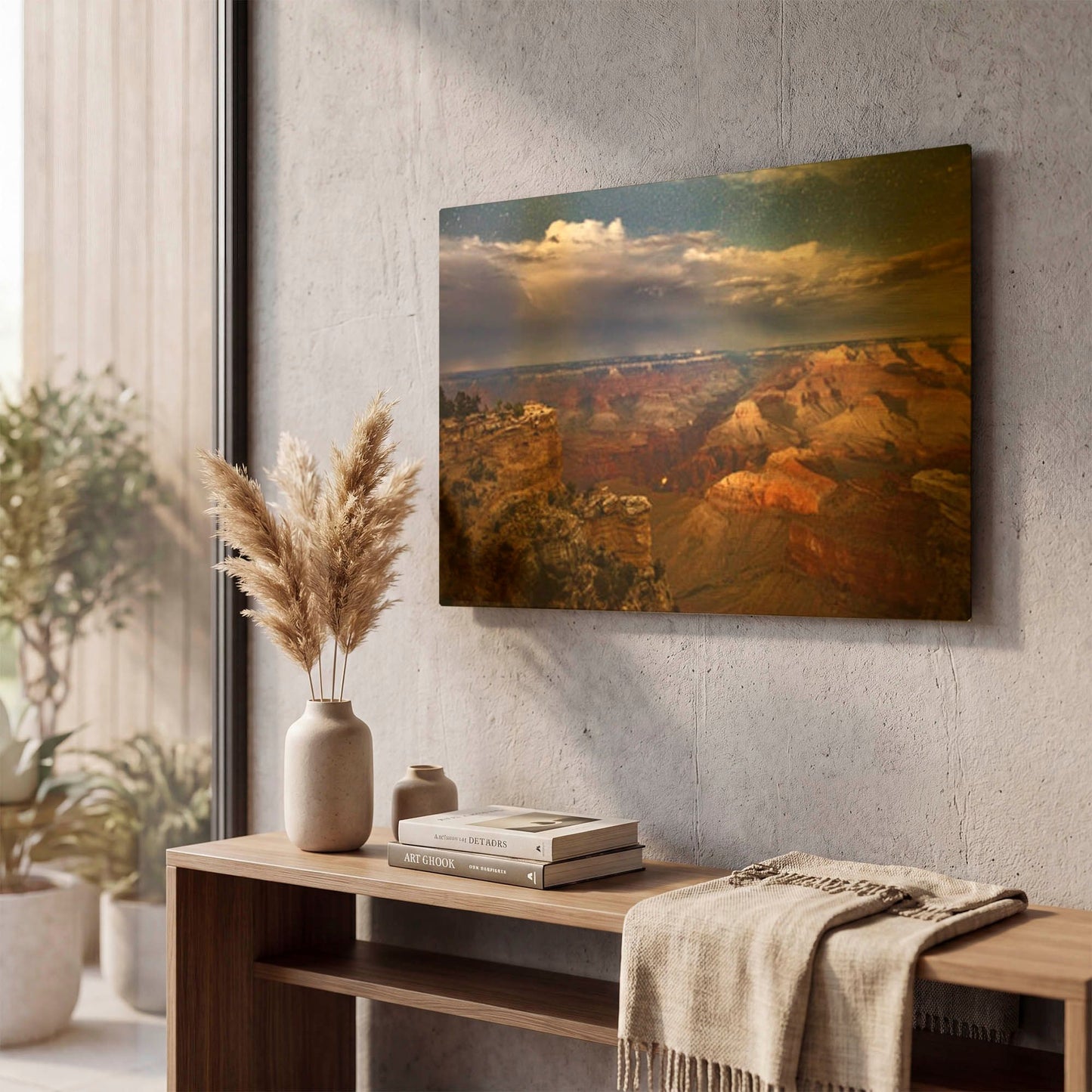'Grand Canyon Mather Point Night 0311' By Mike Jones Gold Metal Wall Art