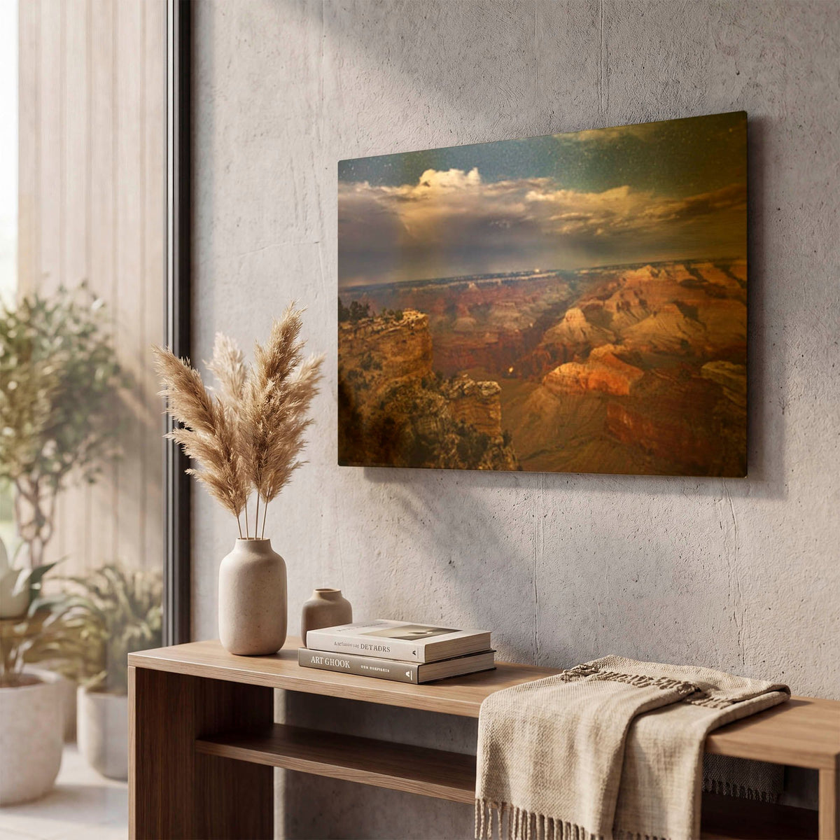'Grand Canyon Mather Point Night 0311' By Mike Jones Gold Metal Wall Art