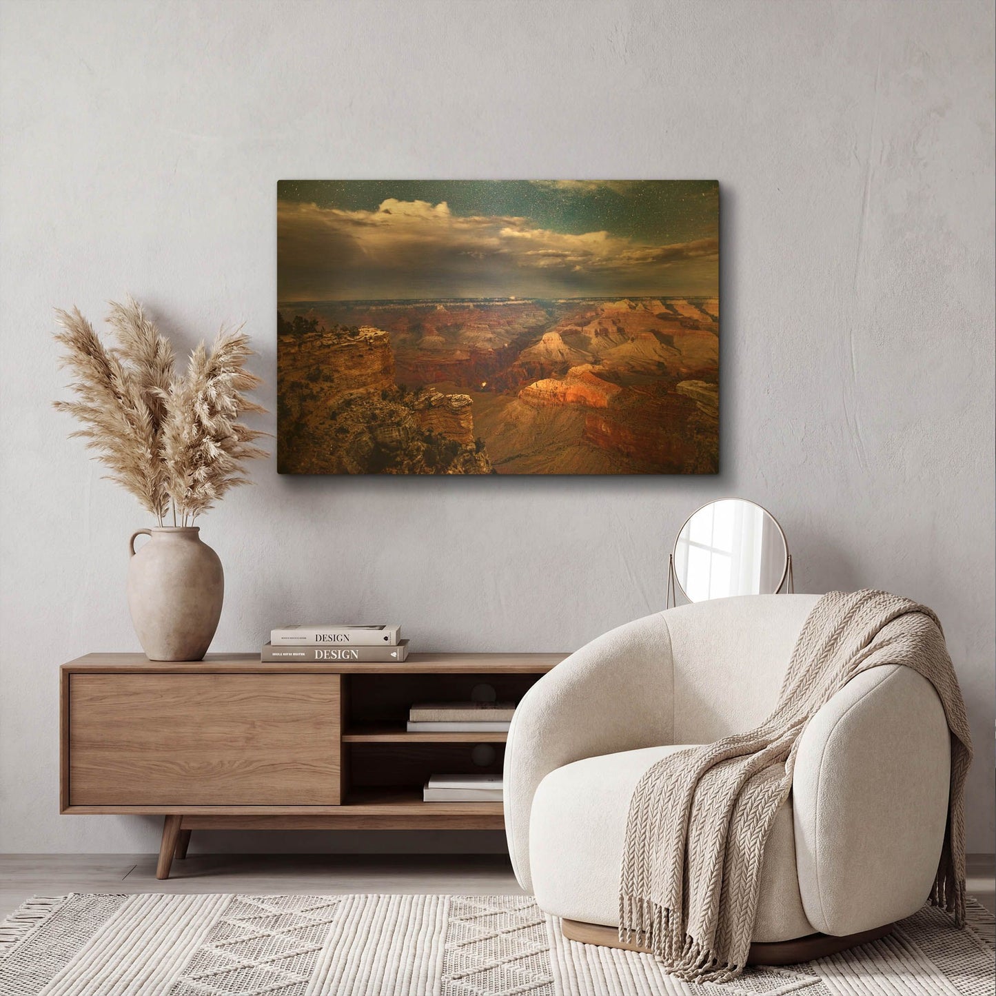 'Grand Canyon Mather Point Night 0311' By Mike Jones Gold Metal Wall Art