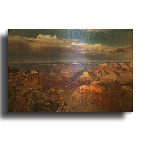 'Grand Canyon Mather Point Night 0311' By Mike Jones Gold Metal Wall Art