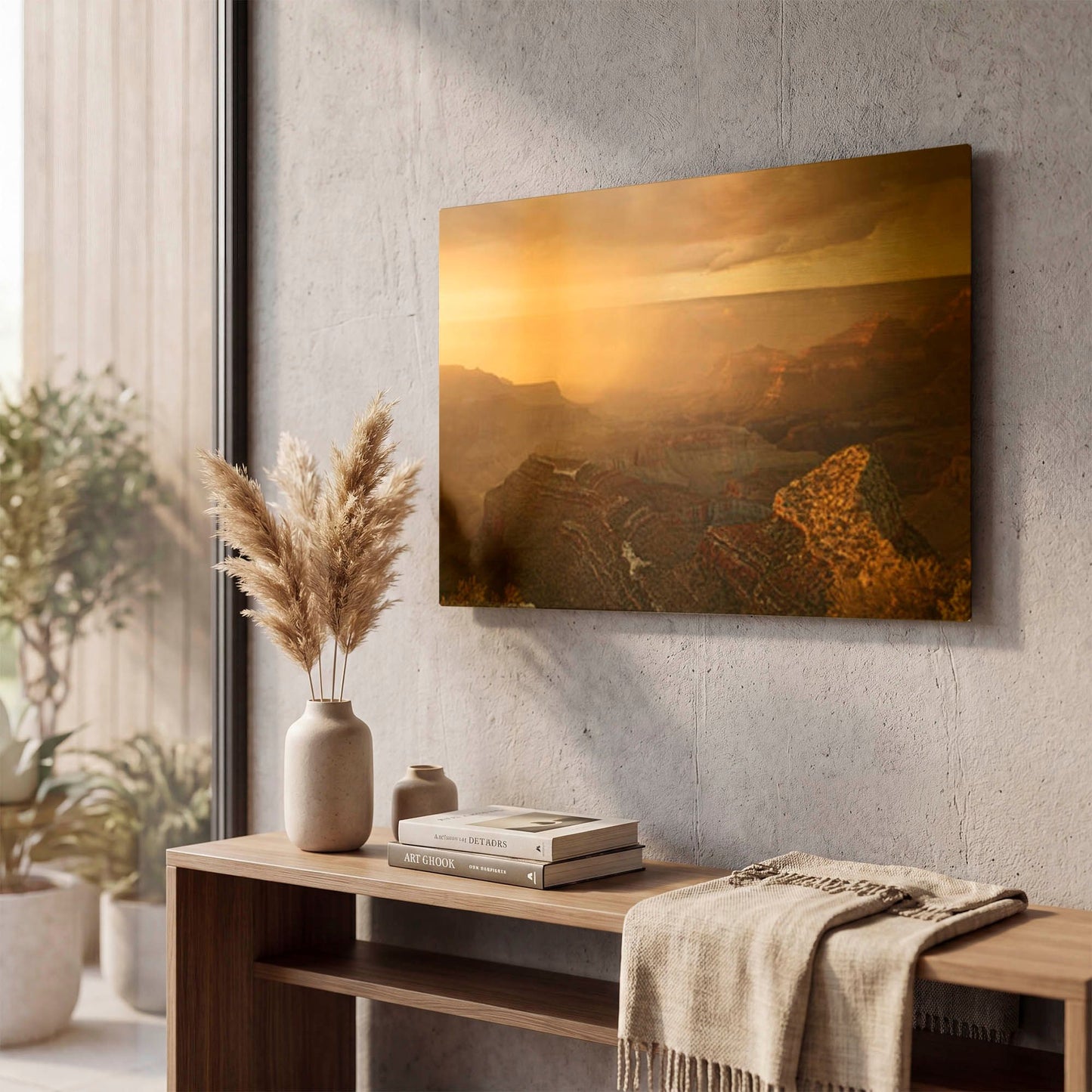 'Grand Canyon Monsoon Sunset 8-18 0386' By Mike Jones Gold Metal Wall Art