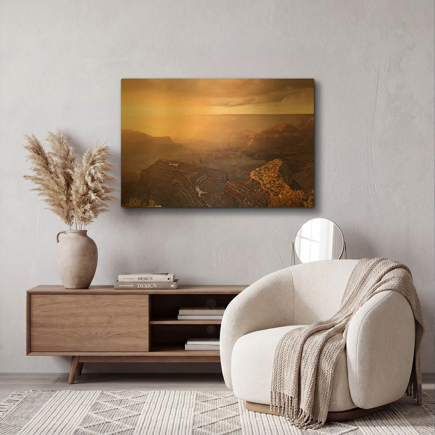 'Grand Canyon Monsoon Sunset 8-18 0386' By Mike Jones Gold Metal Wall Art