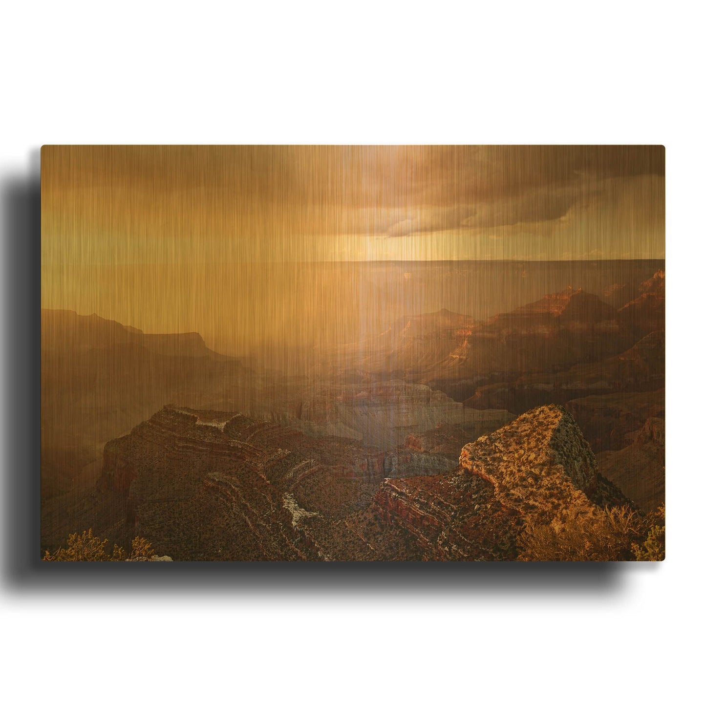 'Grand Canyon Monsoon Sunset 8-18 0386' By Mike Jones Gold Metal Wall Art