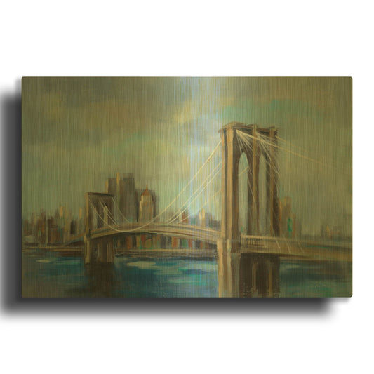 'Brooklyn Bridge' By Silvia Vassileva Gold Metal Wall Art