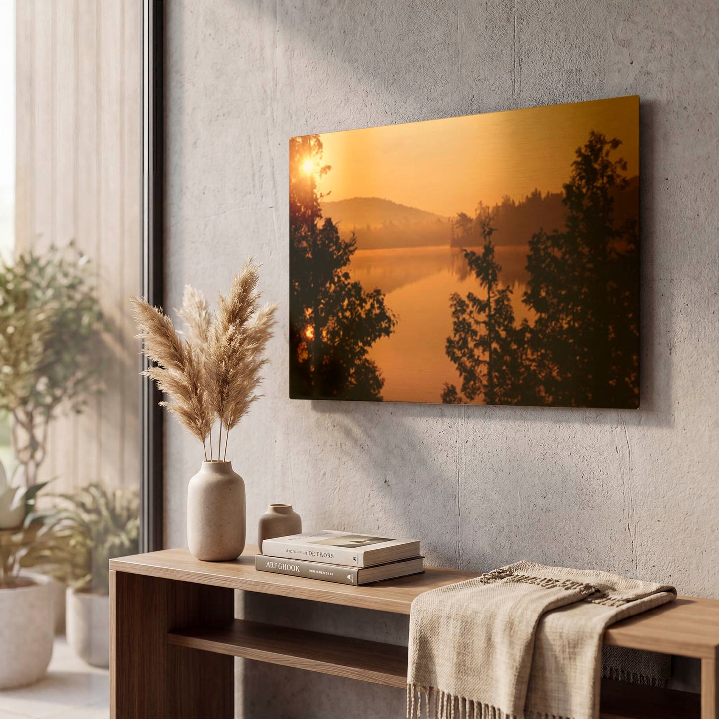 'Lake Superior Sunrise Canada' By Mike Jones Gold Metal Wall Art