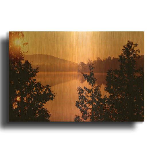 'Lake Superior Sunrise Canada' By Mike Jones Gold Metal Wall Art