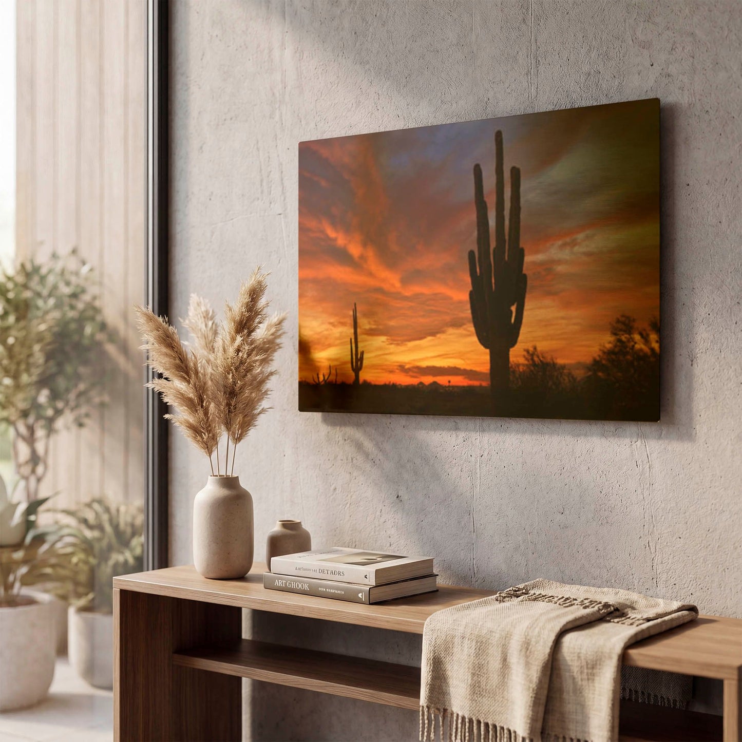 'Mesa Saguaro Sunset 5078' By Mike Jones Gold Metal Wall Art