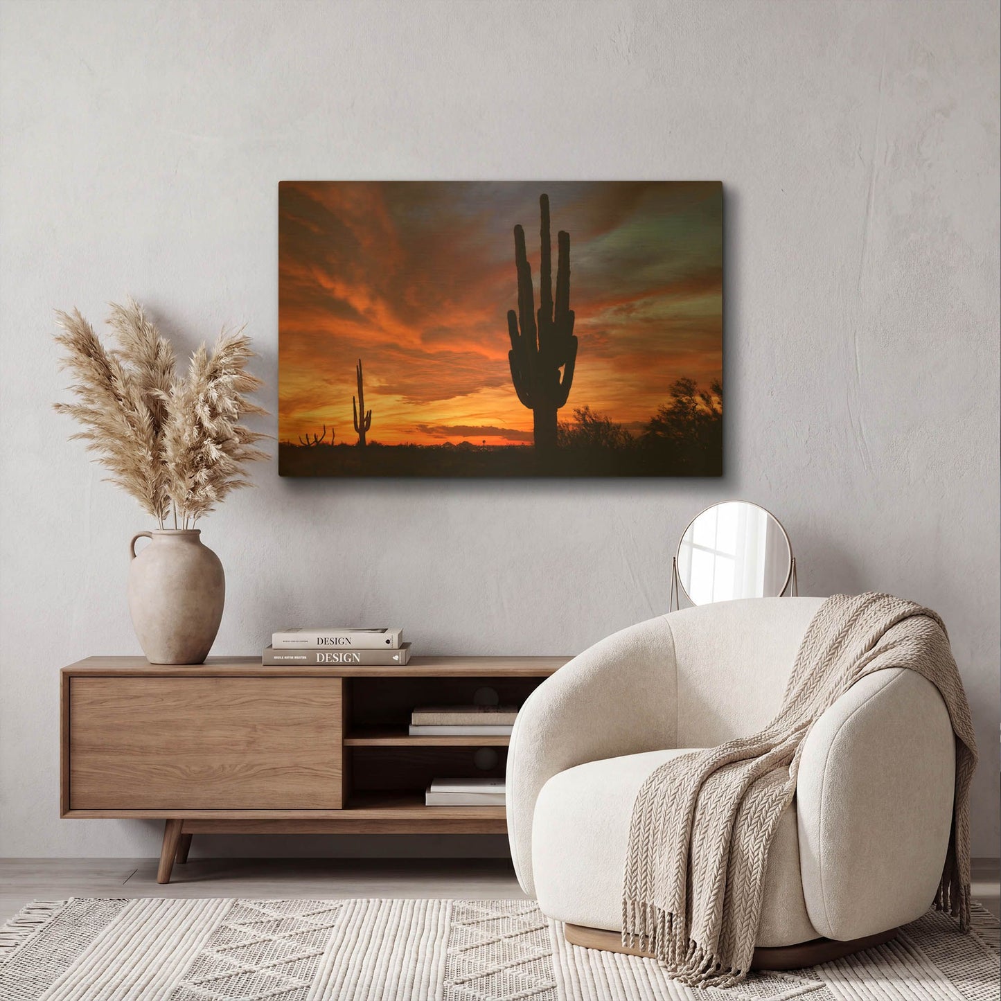 'Mesa Saguaro Sunset 5078' By Mike Jones Gold Metal Wall Art