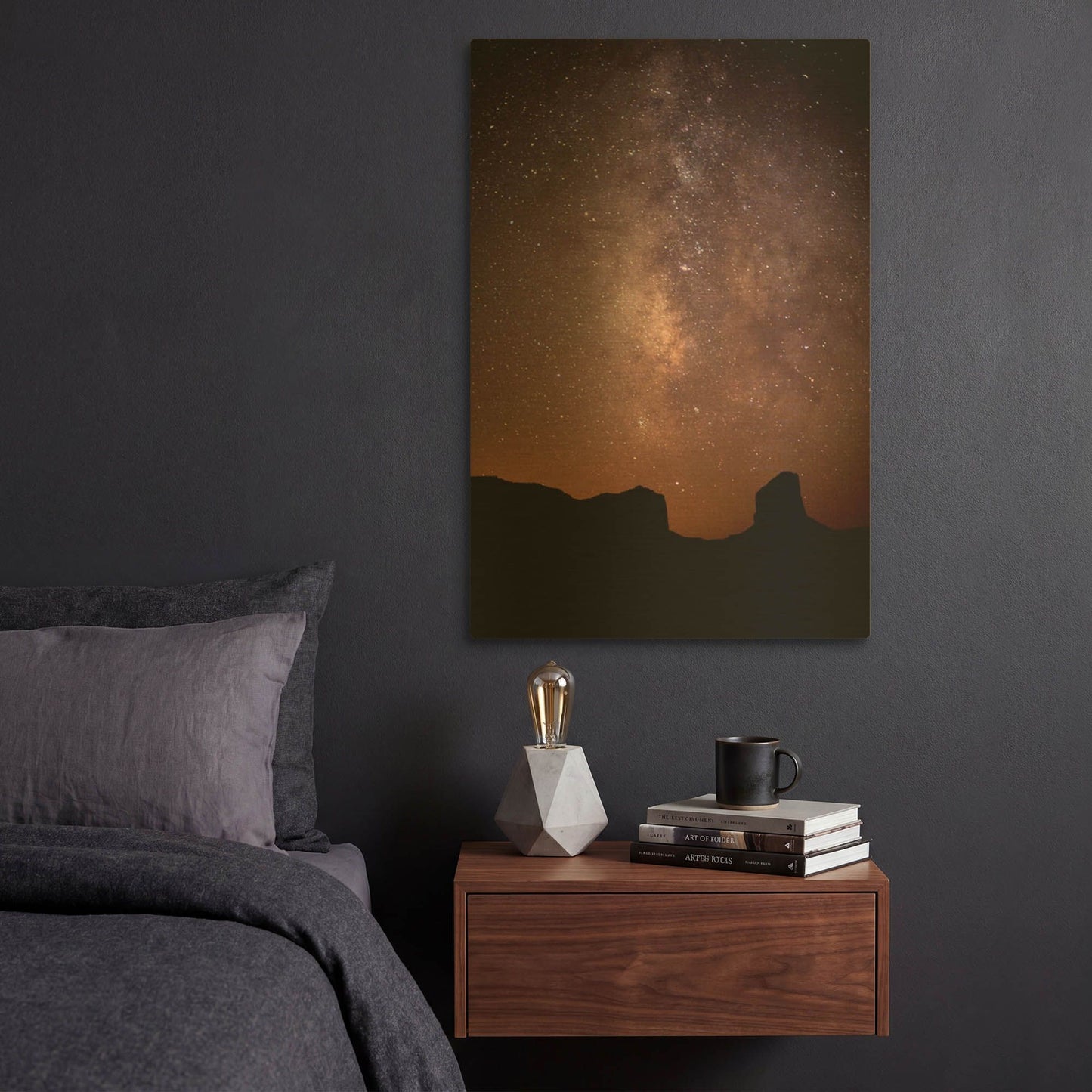 'Monument Valley Night Sky 2789' By Mike Jones Gold Metal Wall Art