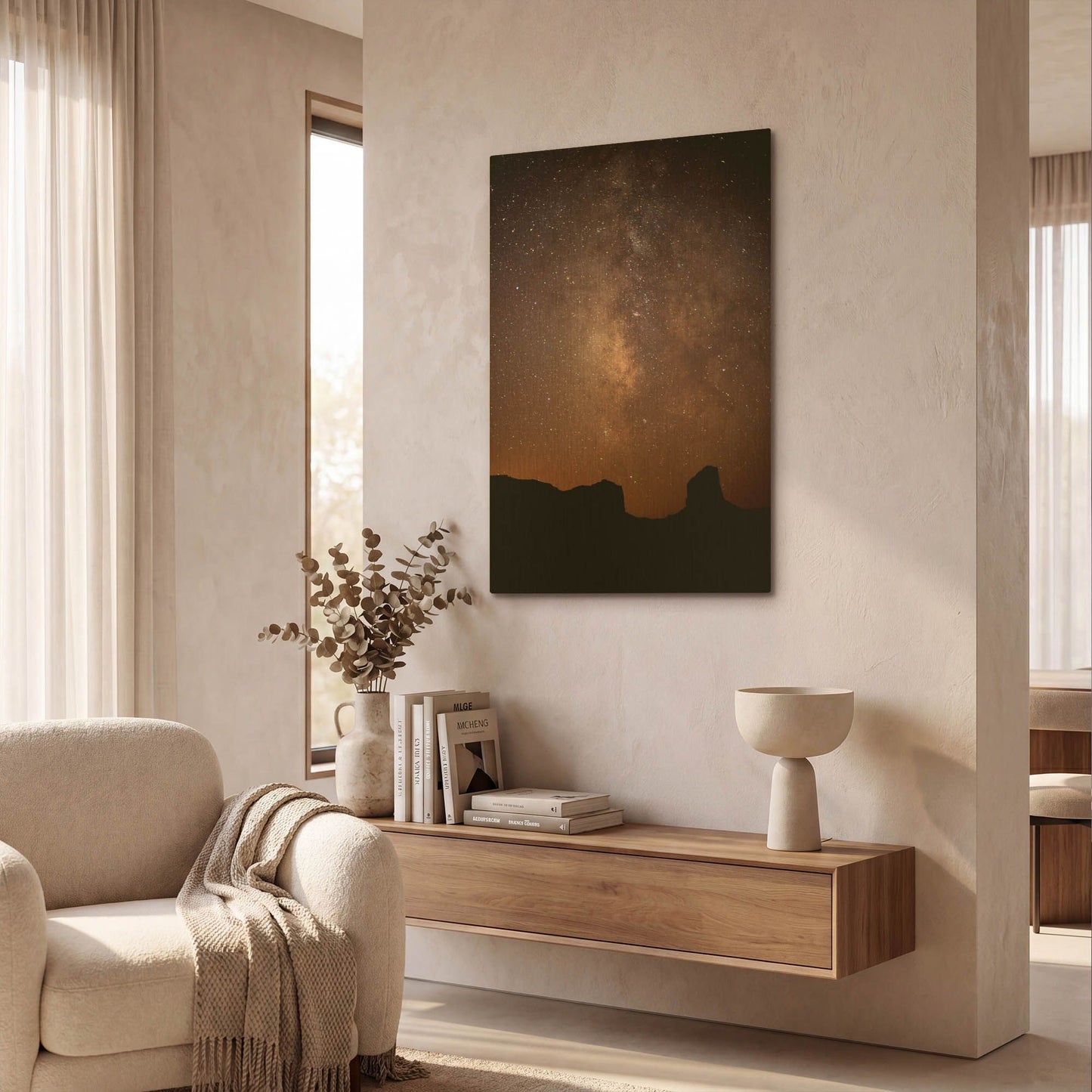 'Monument Valley Night Sky 2789' By Mike Jones Gold Metal Wall Art