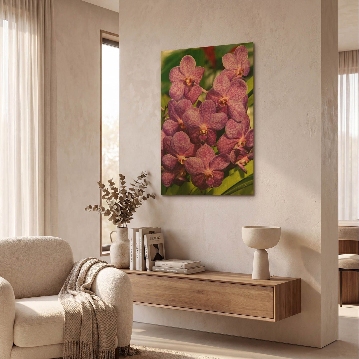 'Orchids Purple Fl 9222' By Mike Jones Gold Metal Wall Art