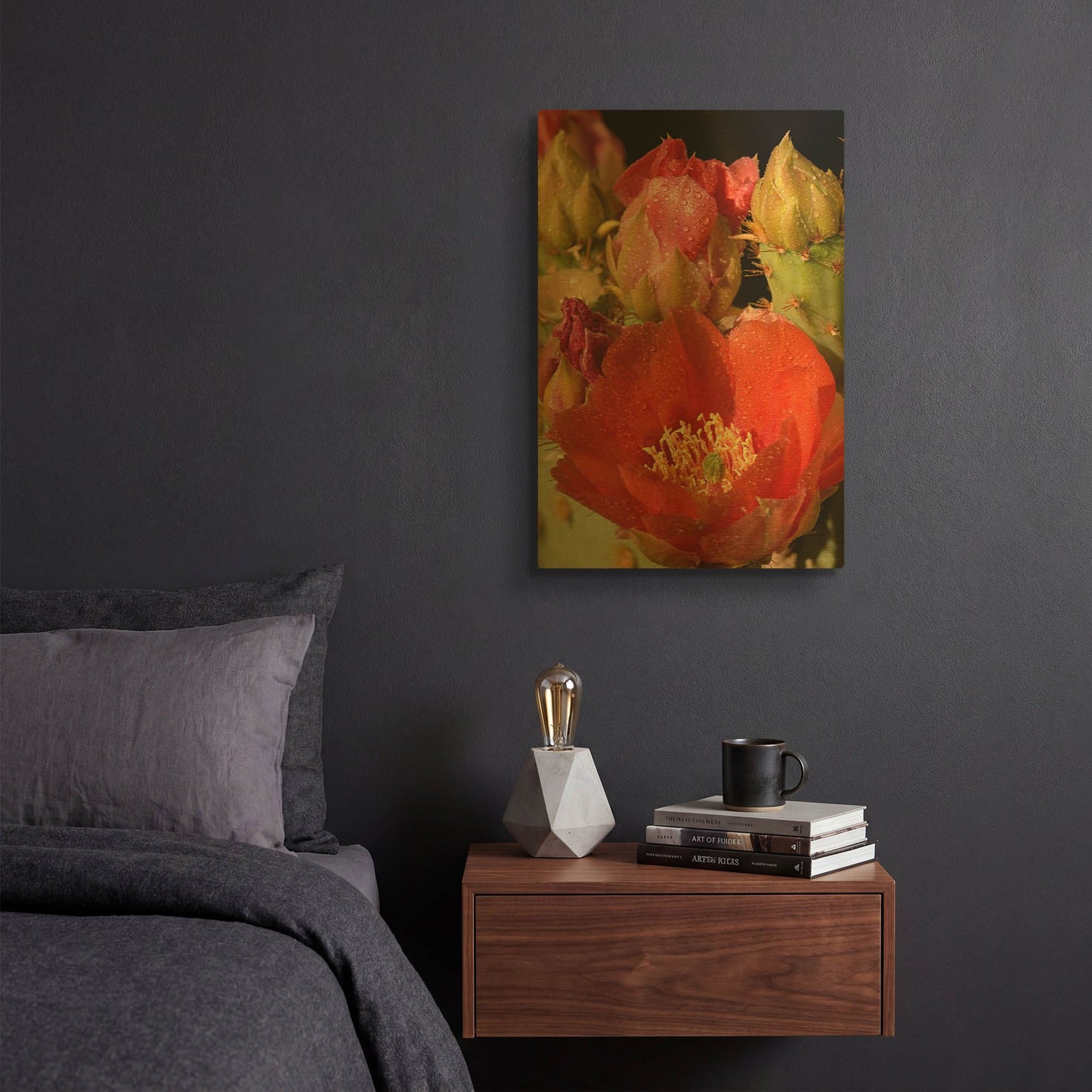 'Prickly Pear Blooms 0287' By Mike Jones Gold Metal Wall Art